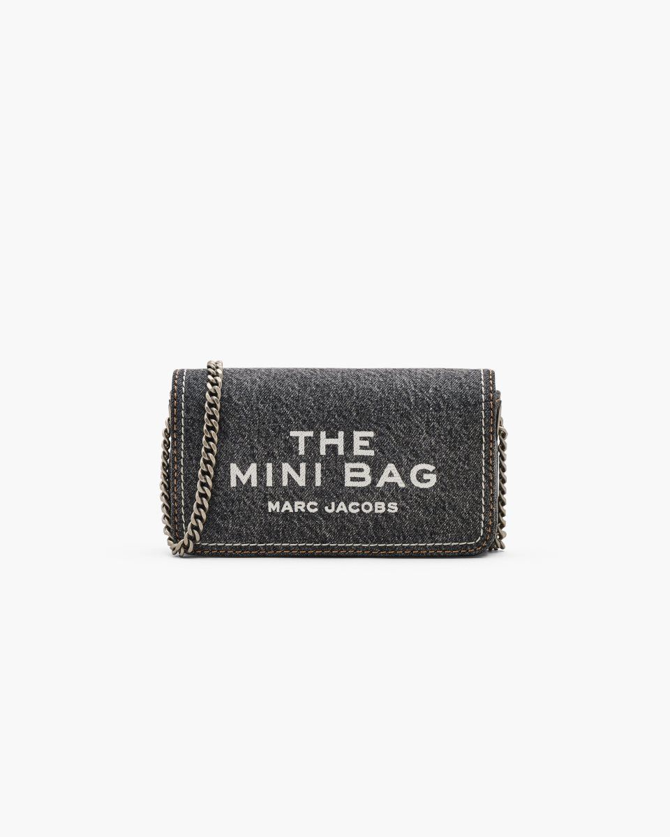 τσάντεσ χιαστί Marc Jacobs The Denim Chain Mini Bag γυναικεια μαυρα ανοιχτο μπλε | 638941ZAE