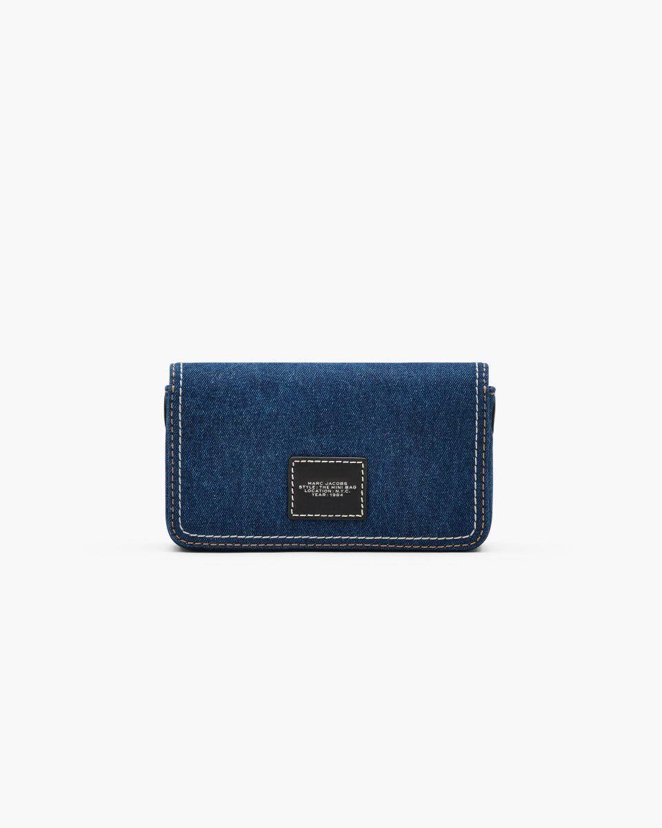 μεγάλα πορτοφόλια Marc Jacobs The Denim Chain Mini Bag γυναικεια σκούρο ανοιχτο μπλε | 701938DKM