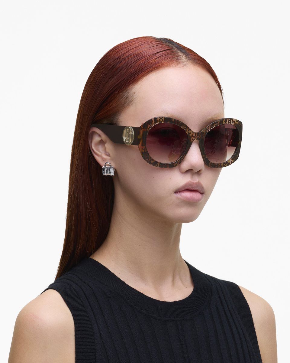 Γυαλια Ηλιου Marc Jacobs The J Marc Monogram Round Sunglasses γυναικεια Havana | 162473EVQ