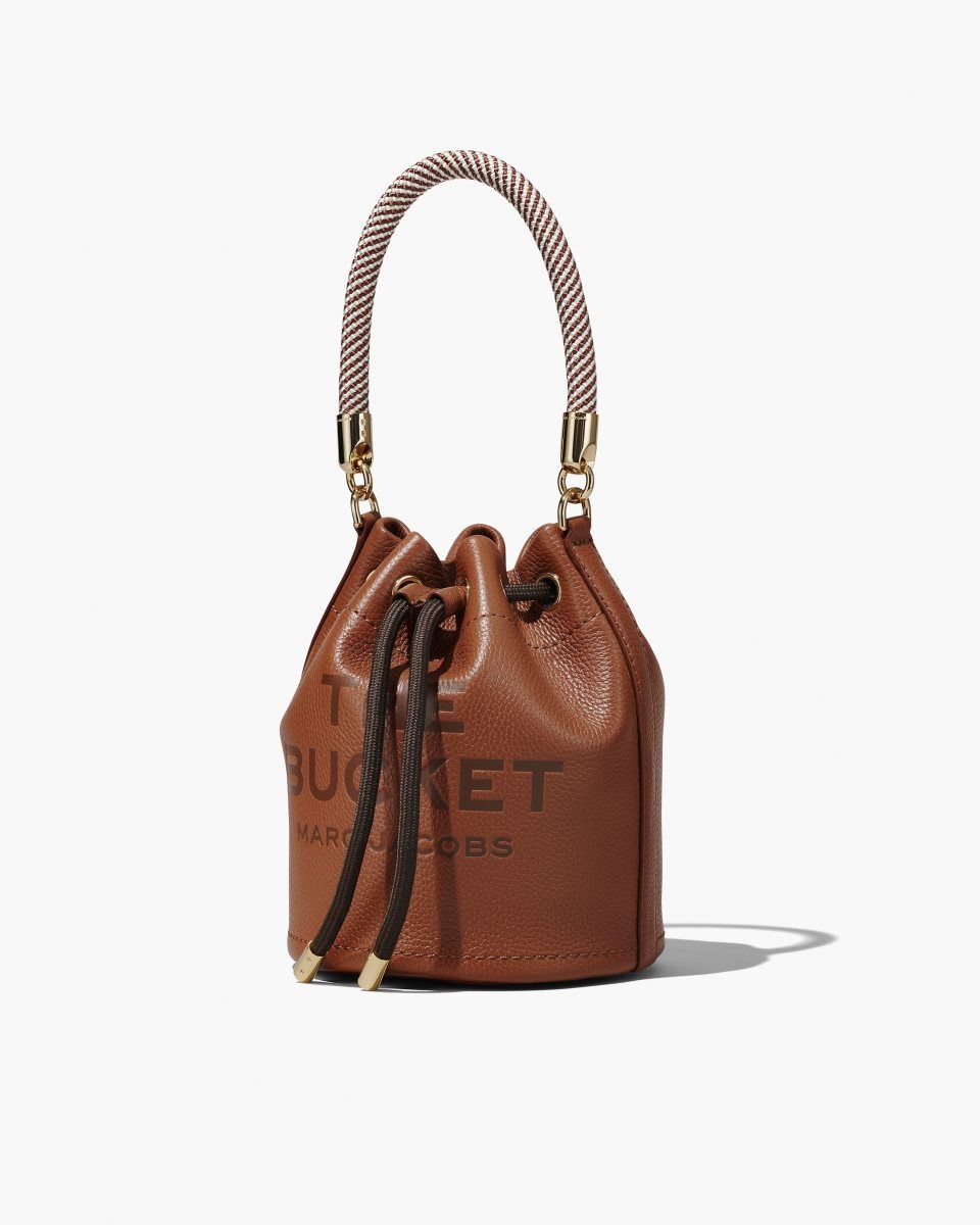 τσάντεσ χιαστί Marc Jacobs The Leather Bucket Bag γυναικεια Argan Oil | 769528HKJ