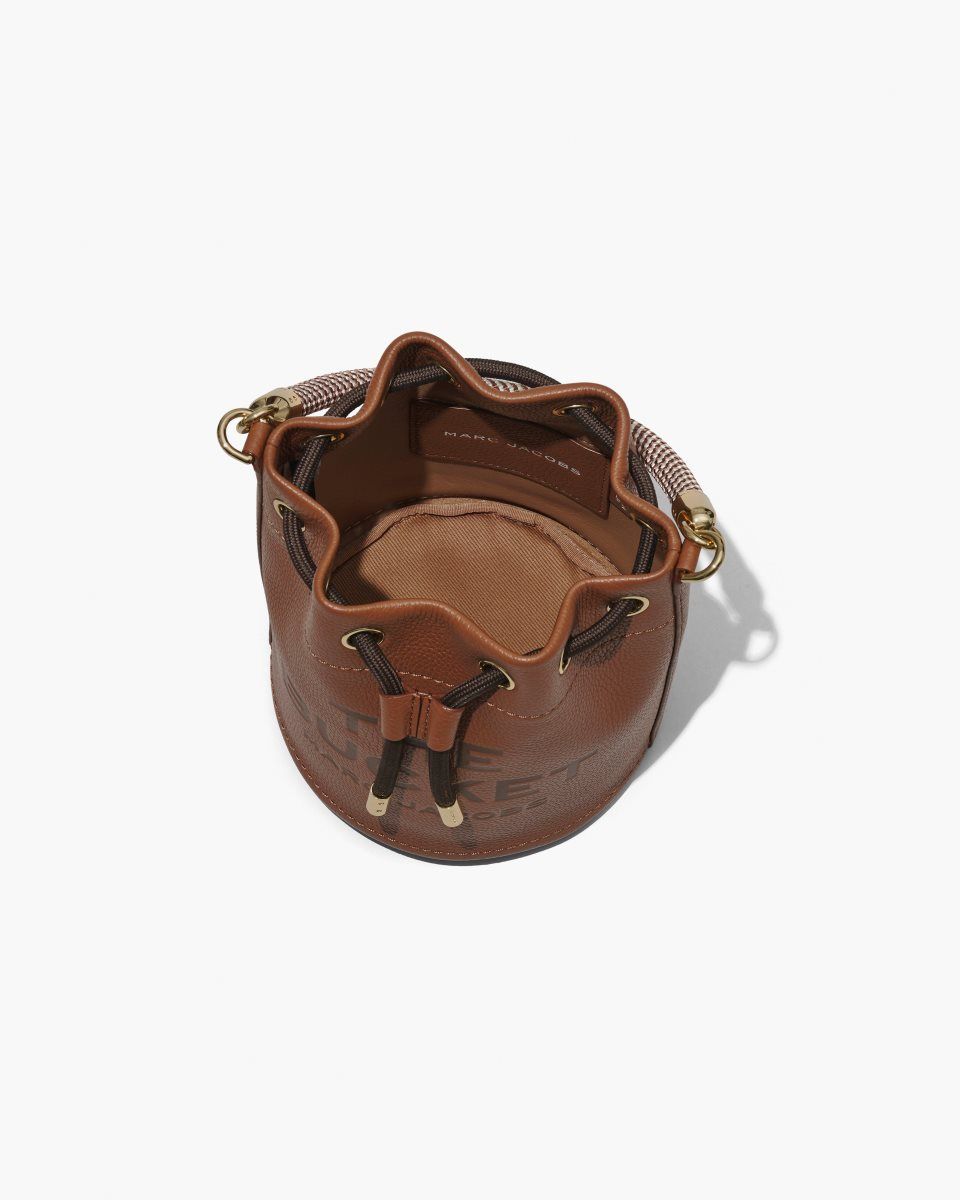 τσάντεσ χιαστί Marc Jacobs The Leather Bucket Bag γυναικεια Argan Oil | 769528HKJ