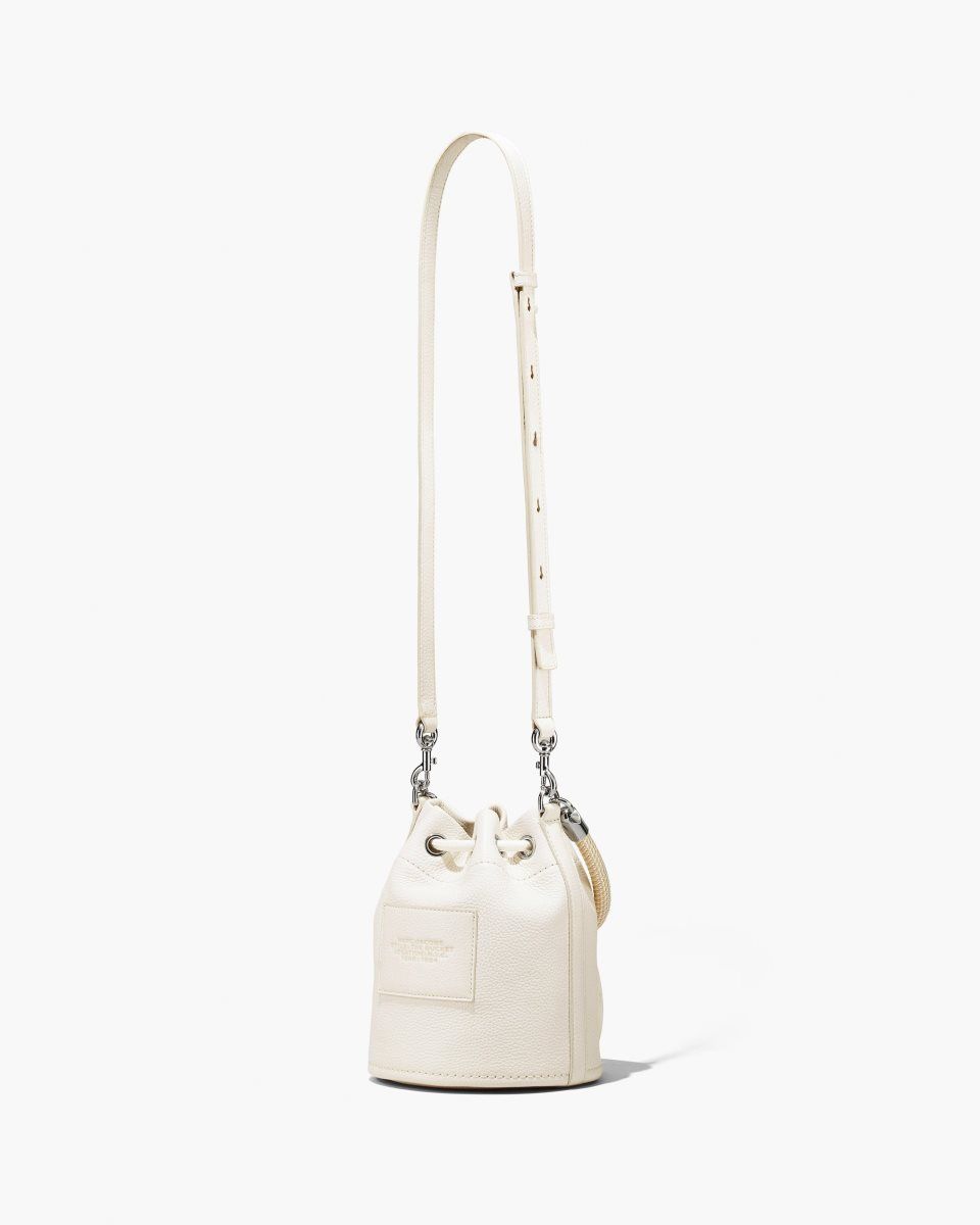 τσάντεσ χιαστί Marc Jacobs The Leather Bucket Bag γυναικεια ασημι | 642170BKQ