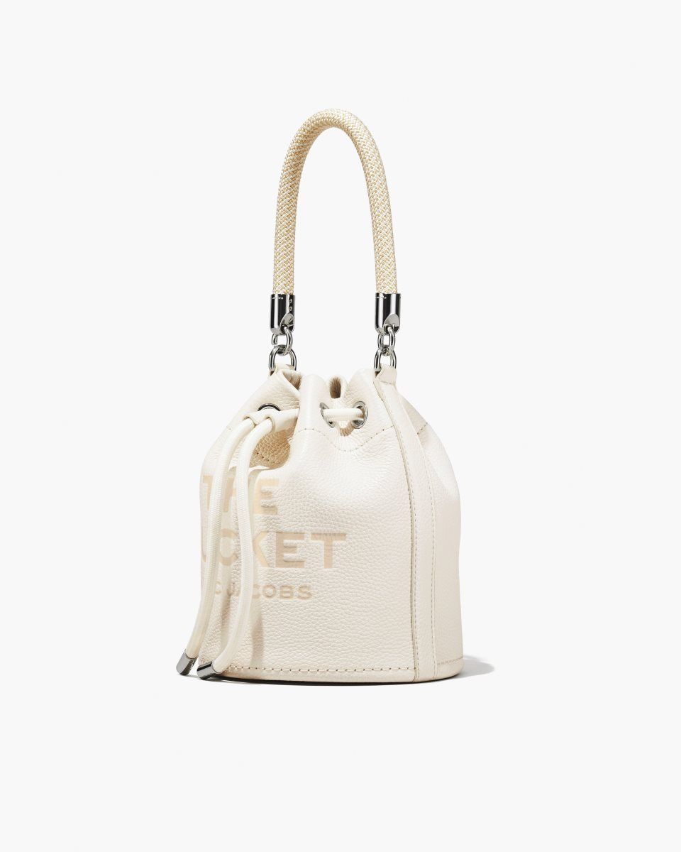 τσάντεσ χιαστί Marc Jacobs The Leather Bucket Bag γυναικεια ασημι | 642170BKQ