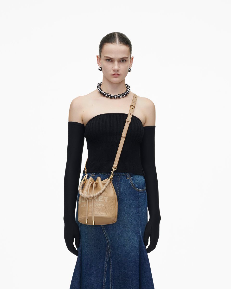 τσάντεσ χιαστί Marc Jacobs The Leather Bucket Bag γυναικεια καφε | 653780MBK