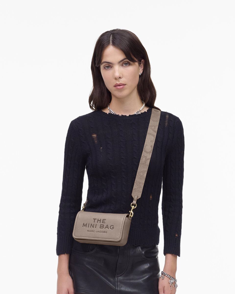 τσάντεσ χιαστί Marc Jacobs The Leather Mini Bag γυναικεια Cement | 517932EJM