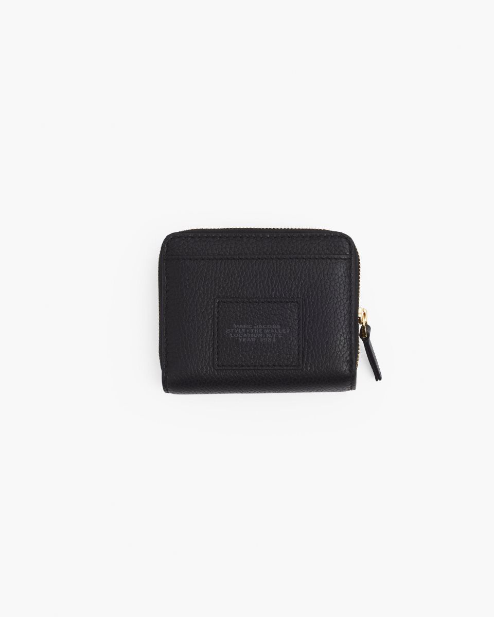 μικρά πορτοφόλια Marc Jacobs The Leather Mini Compact Wallet γυναικεια μαυρα | 659132LWN