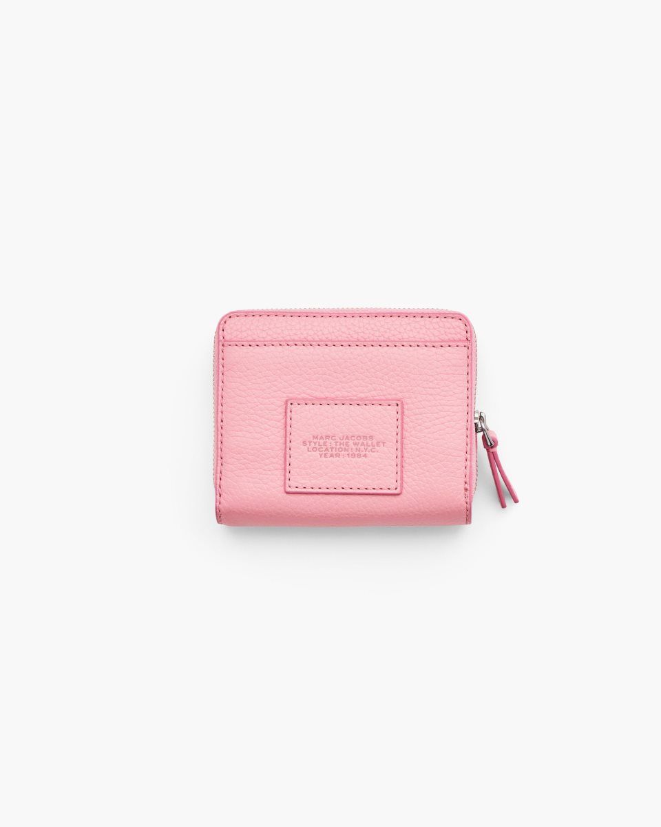 μικρά πορτοφόλια Marc Jacobs The Leather Mini Compact Wallet γυναικεια ροζ | 891054XMQ