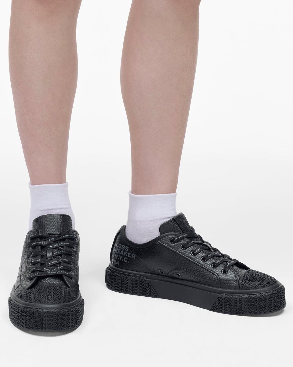 Αθλητικα Παπουτσια Marc Jacobs The Leather Sneaker γυναικεια μαυρα | 174526FOT