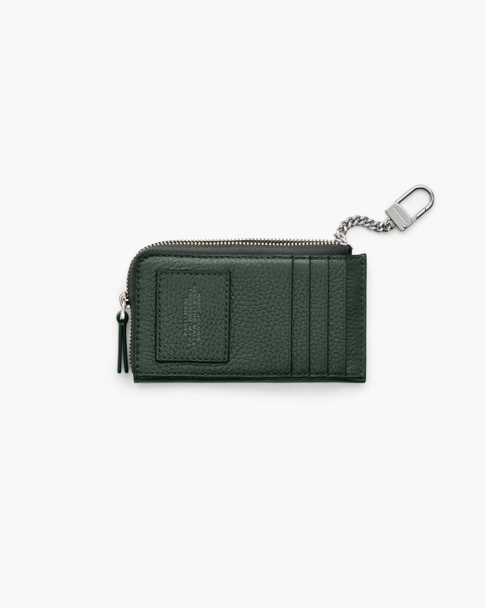 μικρά πορτοφόλια Marc Jacobs The Leather Top Zip Multi Wallet γυναικεια σκούρο πρασινο | 183457QJH