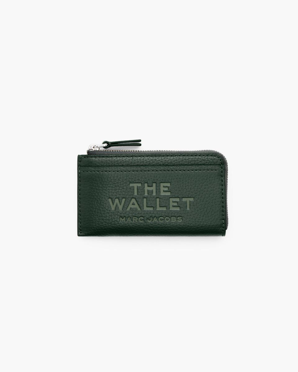 μικρά πορτοφόλια Marc Jacobs The Leather Top Zip Multi Wallet γυναικεια σκούρο πρασινο | 183457QJH