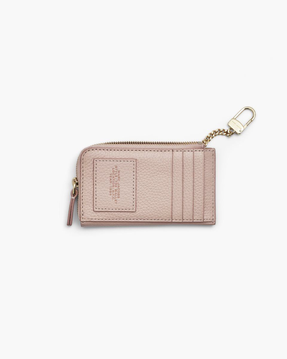 μικρά πορτοφόλια Marc Jacobs The Leather Top Zip Multi Wallet γυναικεια ροζ | 371690NXO