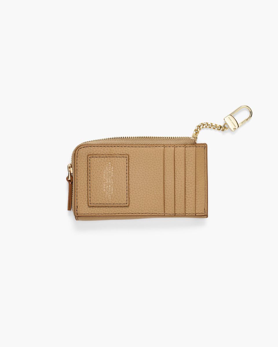 μικρά πορτοφόλια Marc Jacobs The Leather Top Zip Multi Wallet γυναικεια καφε | 439152GNS