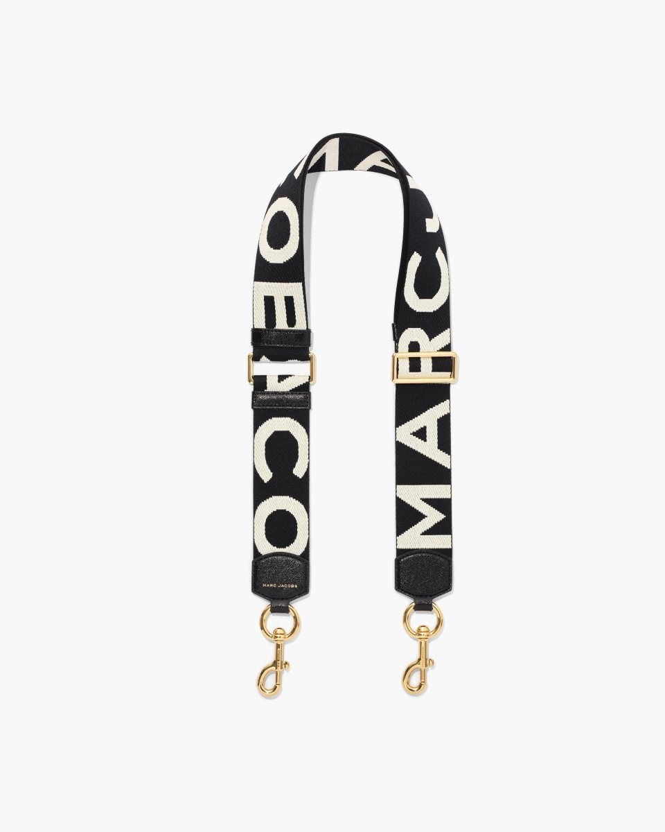 Λουράκι τσάντας Marc Jacobs The Logo Webbing Strap γυναικεια μαυρα ασπρα | 853426OHC