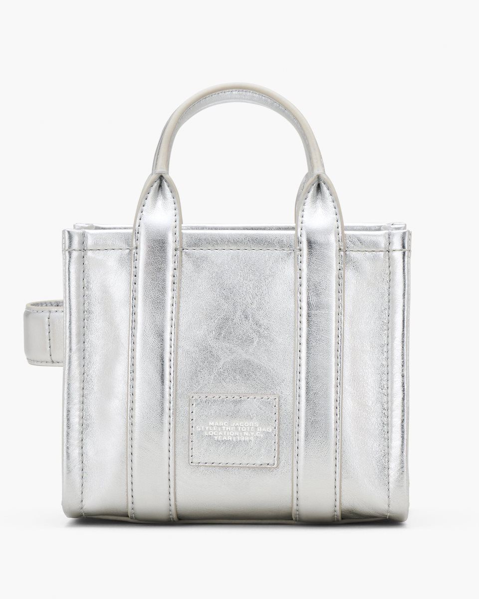 Μίνι Τσάντες Marc Jacobs The Metallic Leather Crossbody Tote Bag γυναικεια μεταλλικός ασημι | 540319XOG