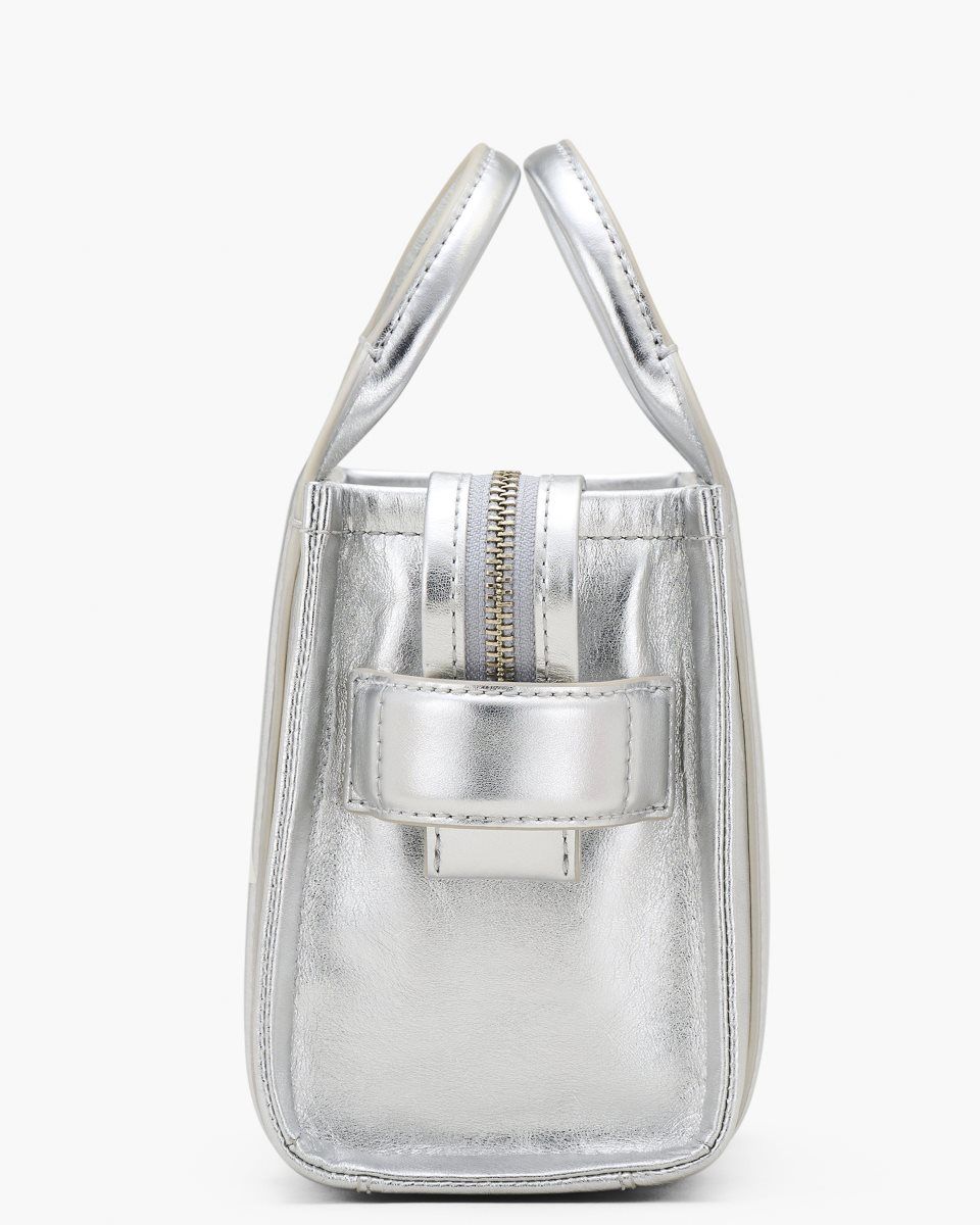 Μίνι Τσάντες Marc Jacobs The Metallic Leather Crossbody Tote Bag γυναικεια μεταλλικός ασημι | 540319XOG