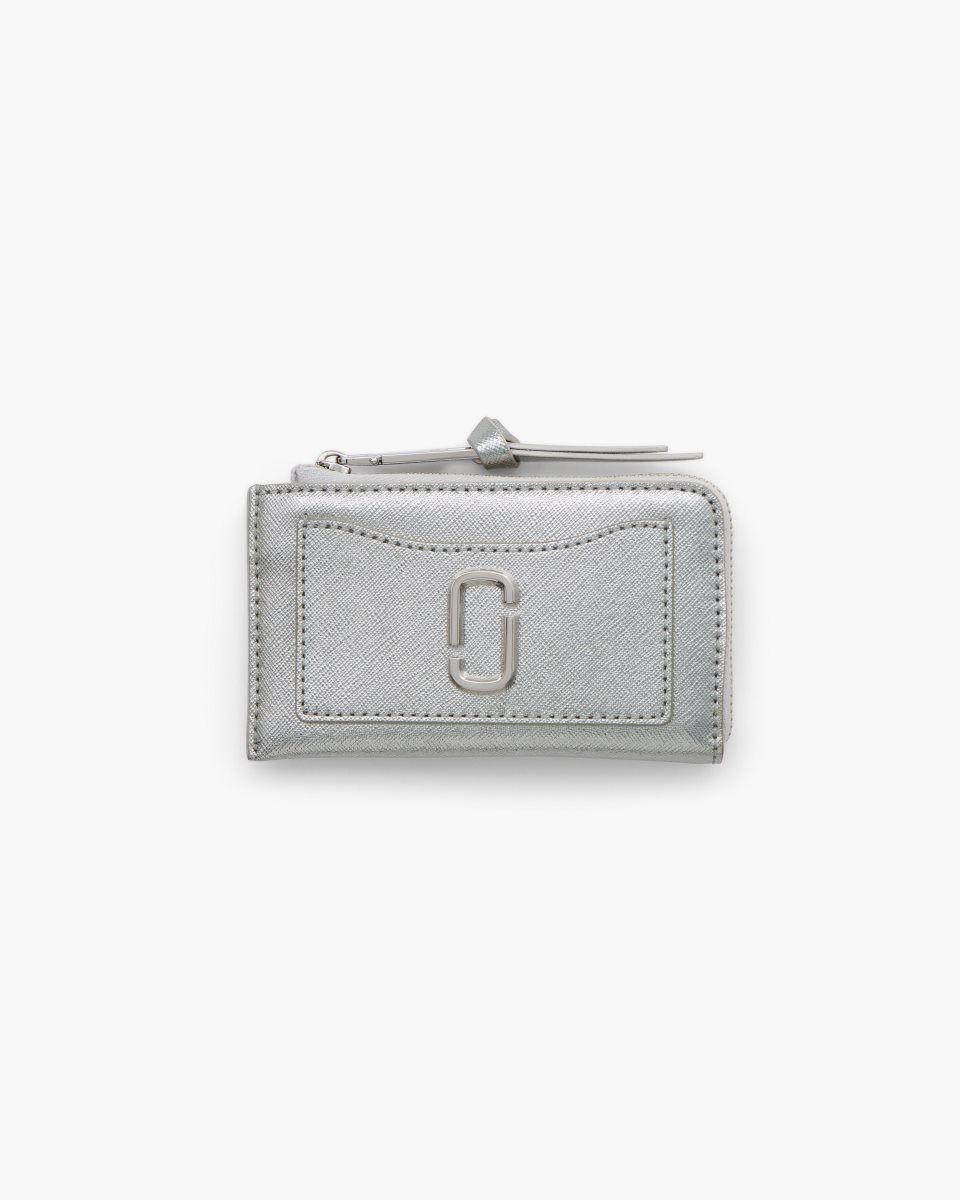 μικρά πορτοφόλια Marc Jacobs The Metallic Utility Snapshot Top Zip Multi Wallet γυναικεια ασημι | 054691ZRW