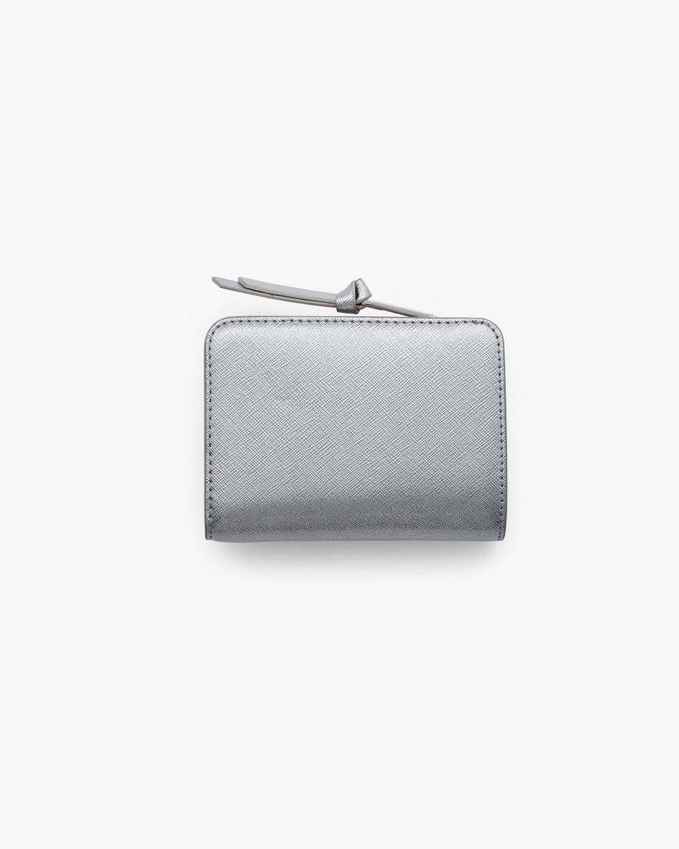 μικρά πορτοφόλια Marc Jacobs The Metallic Utility Snapshot Mini Compact Wallet γυναικεια ασημι | 846105XJK