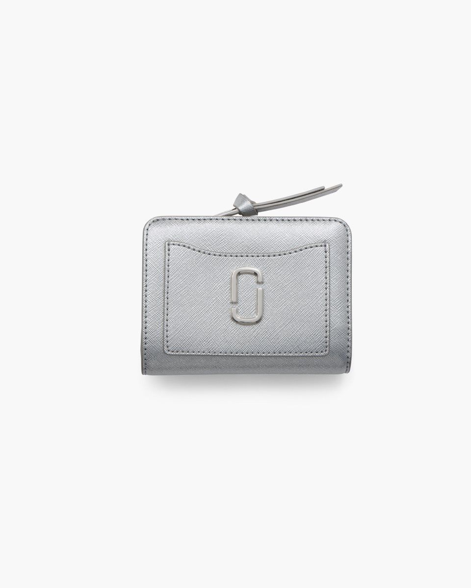 μικρά πορτοφόλια Marc Jacobs The Metallic Utility Snapshot Mini Compact Wallet γυναικεια ασημι | 846105XJK