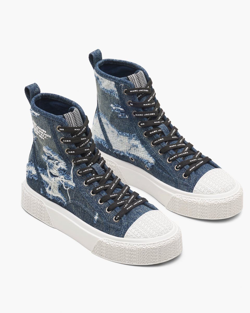 Αθλητικα Παπουτσια Marc Jacobs The Rip And Repair Denim High Top Sneaker γυναικεια μπλε σκουρο | 210563PHX