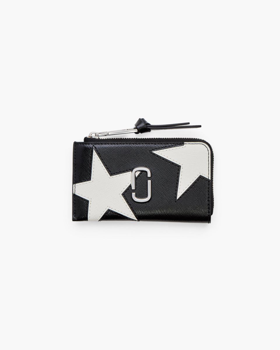 μικρά πορτοφόλια Marc Jacobs The Star Patchwork Top Zip Multi Wallet γυναικεια μαυρα ασπρα | 549217XZH