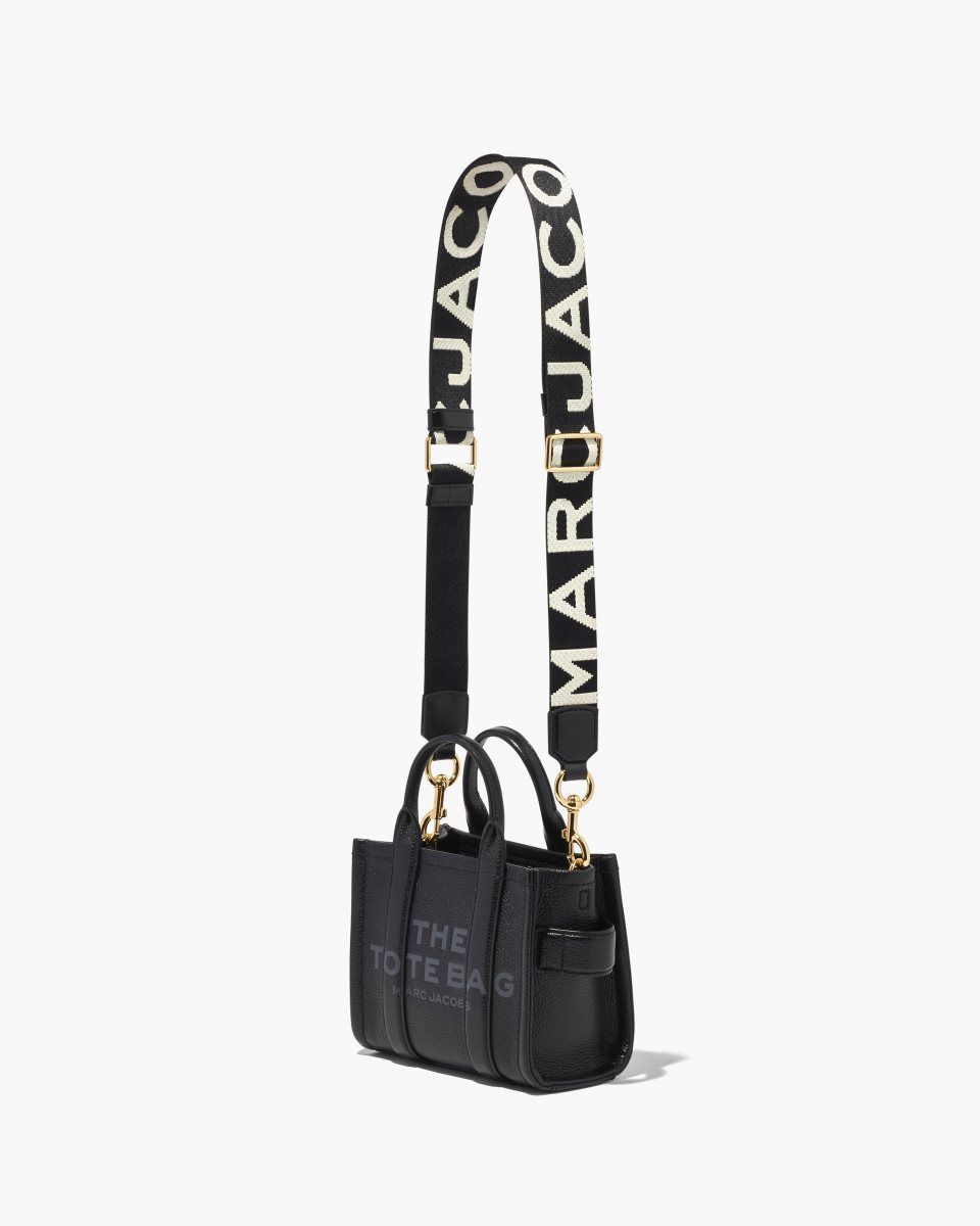 Λουράκι τσάντας Marc Jacobs The Thin Logo Webbing Strap γυναικεια μαυρα ασπρα | 395608YXW