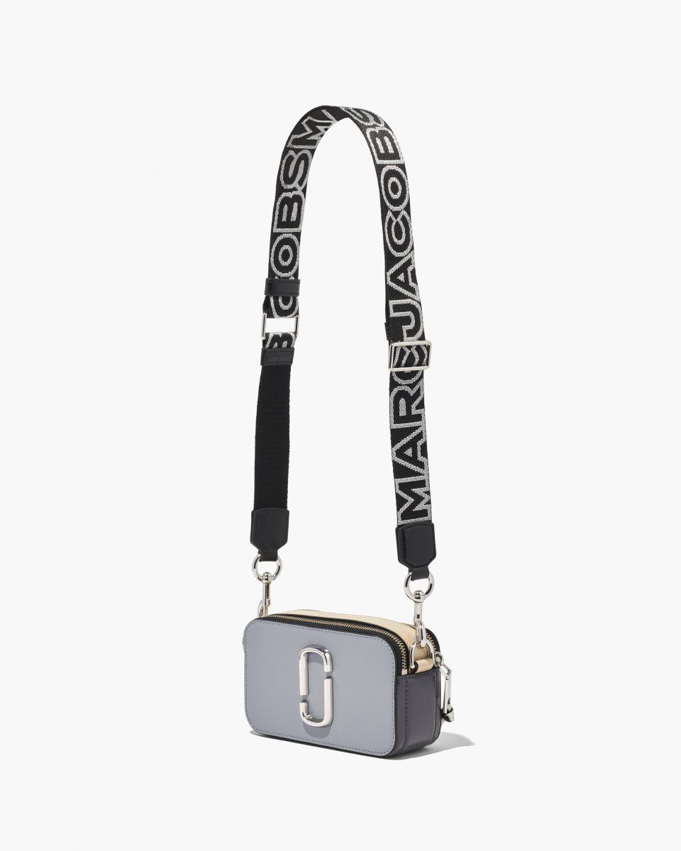 Λουράκι τσάντας Marc Jacobs The Thin Outline Logo Webbing Strap γυναικεια μαυρα ασημι | 831246UNR