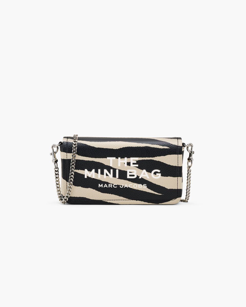 τσάντεσ χιαστί Marc Jacobs The Zebra Leather Chain Mini Bag γυναικεια μαυρα ασπρα | 013578RAZ