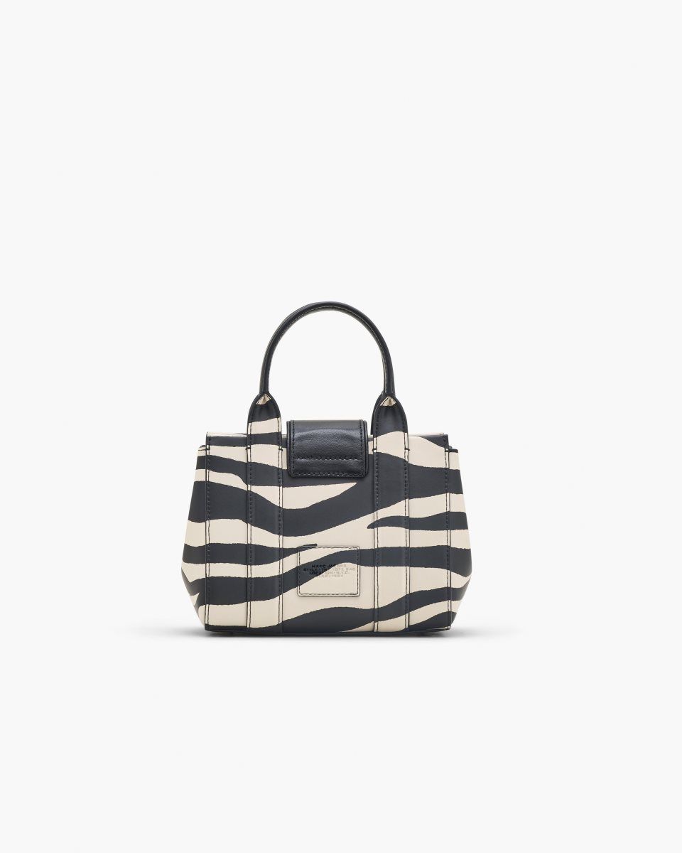 τσάντεσ χιαστί Marc Jacobs The Zebra Turnlock Crossbody Tote Bag γυναικεια μαυρα ασπρα | 951268KED