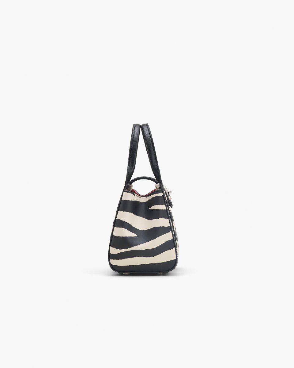 τσάντεσ χιαστί Marc Jacobs The Zebra Turnlock Crossbody Tote Bag γυναικεια μαυρα ασπρα | 951268KED