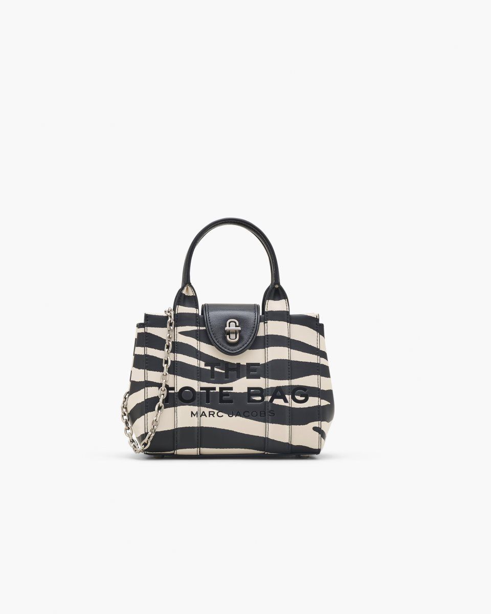 τσάντεσ χιαστί Marc Jacobs The Zebra Turnlock Crossbody Tote Bag γυναικεια μαυρα ασπρα | 951268KED